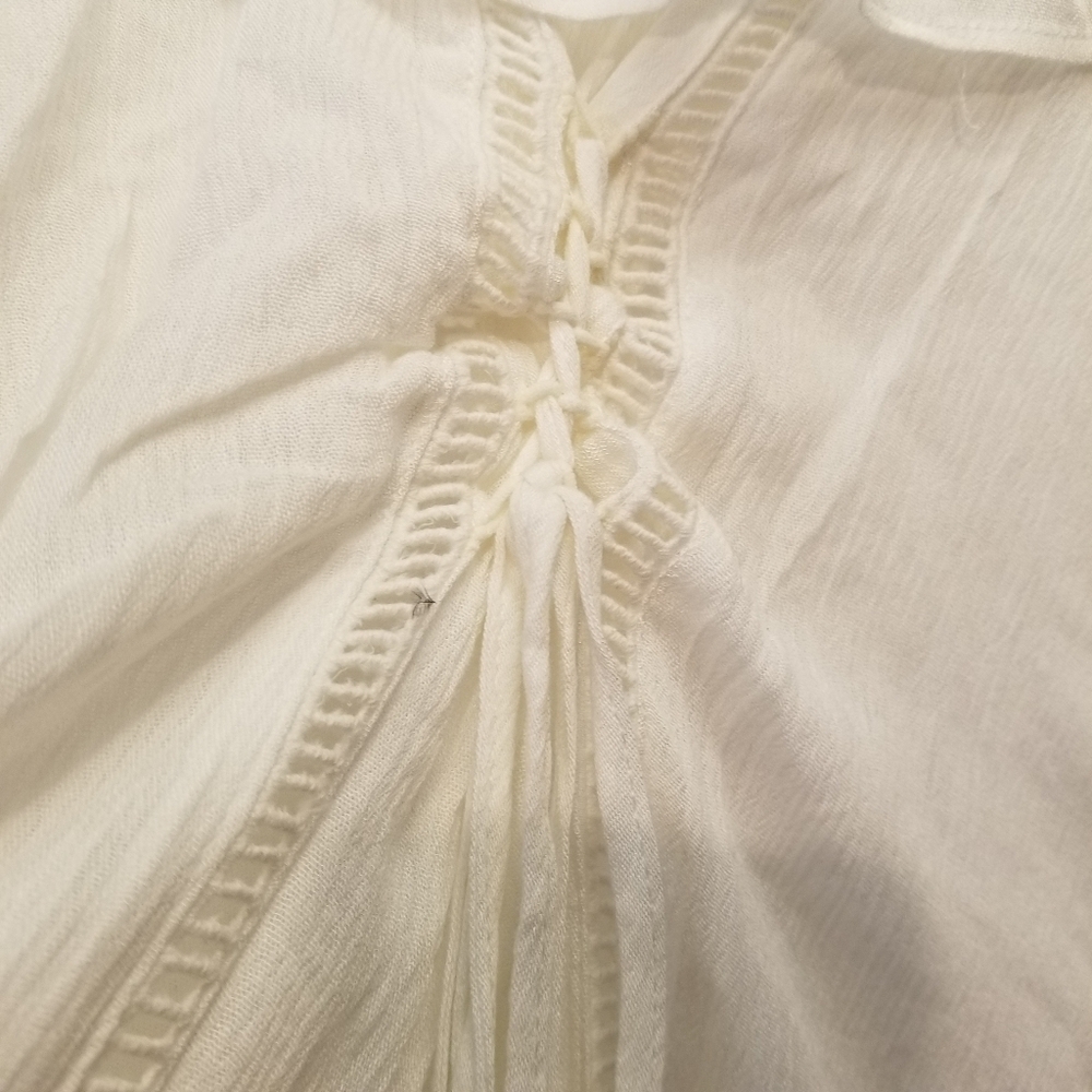 {M} NWT Francesca Casola Lace Off The Shoulder Corset Tie Back Ivory Dress - Picture 9 of 14